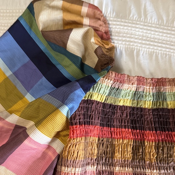 Colorful Plaid  On or Off-Shoulder Women's Farm Rio Top - Picture 3 of 6